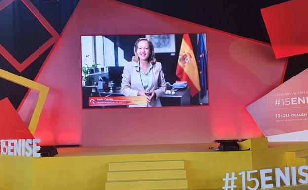 Nadia Calviño durante su intervención en la ceremonia de clausura de la XV edición del ENISE.