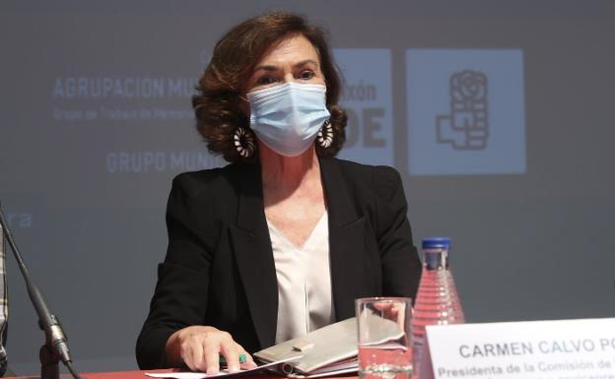 Carmen Calvo, durante las jornadas de Memoria Democrática en Gijón.