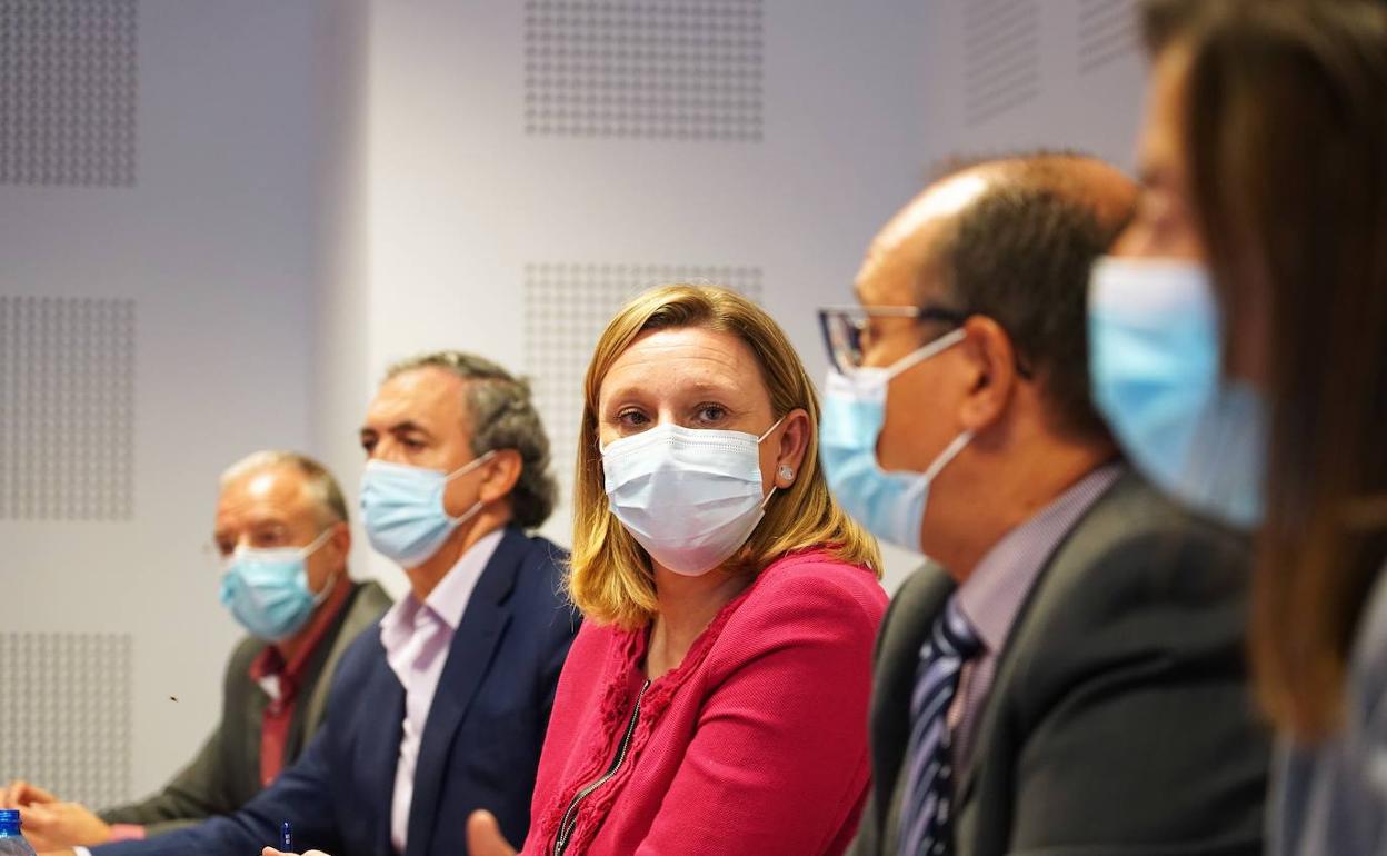 La consejera de Familia, Isabel Blanco, en una reunión este viernes.