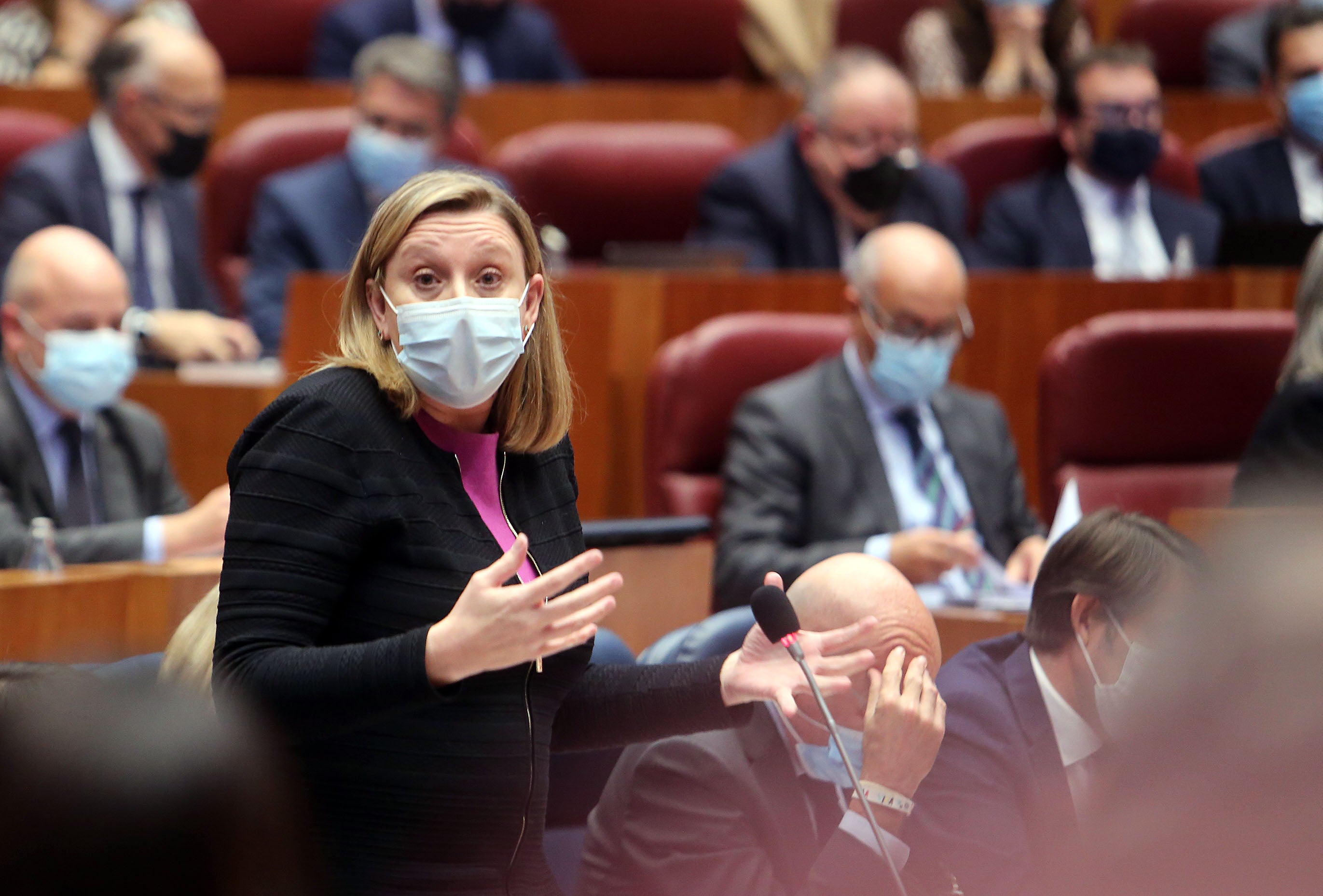 Imagen de Isabel Blanco en el pleno de la Junta de Castilla y León.