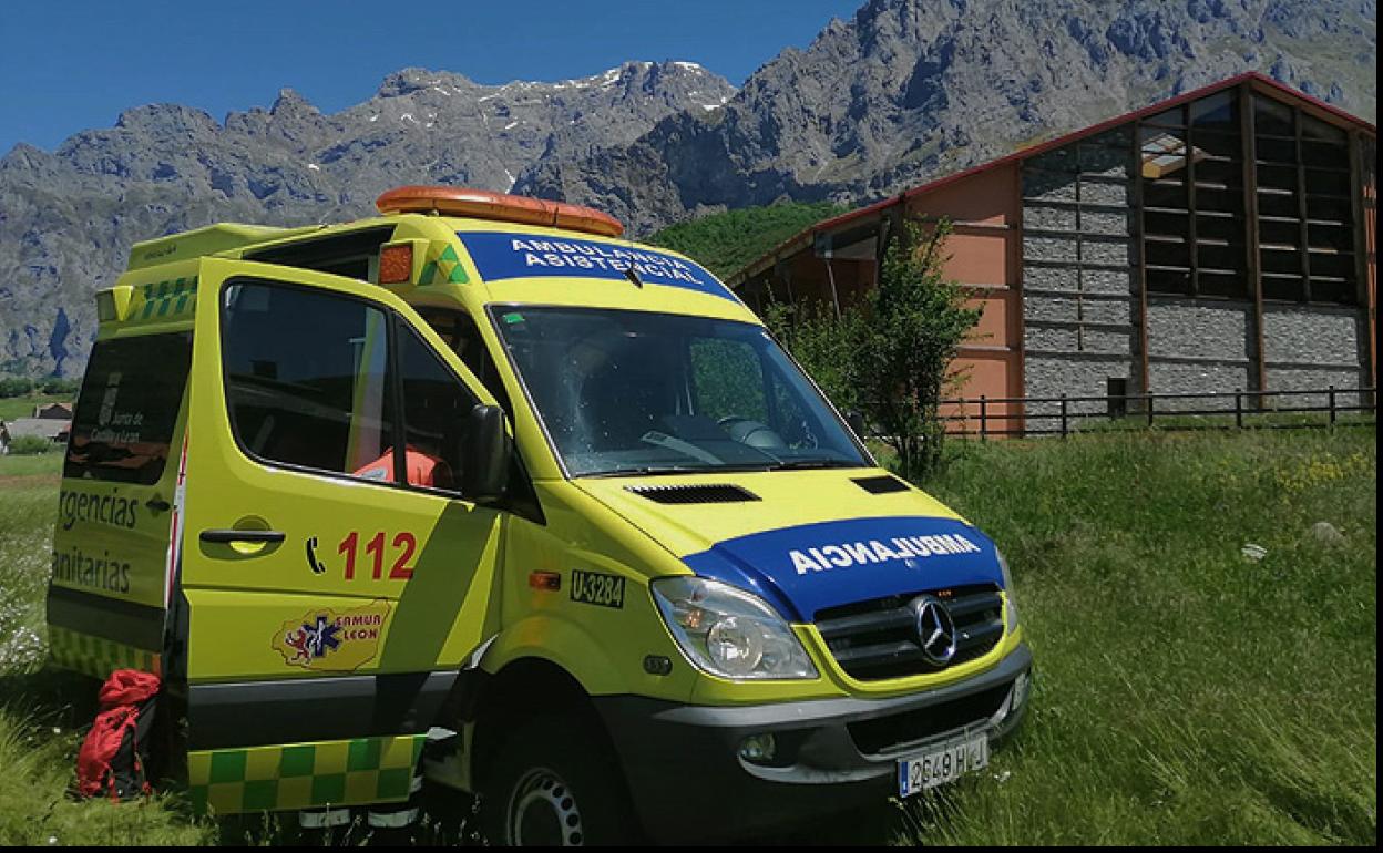 Ambulancia de Sacyl que transportó a la herida.