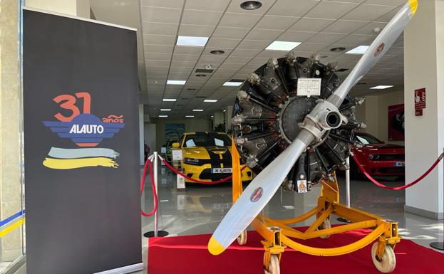 Imagen del motor de avión T-6D-600 cv de nueve cilindros del fabricante Pratt-Whitney que se expone en Alauto. 