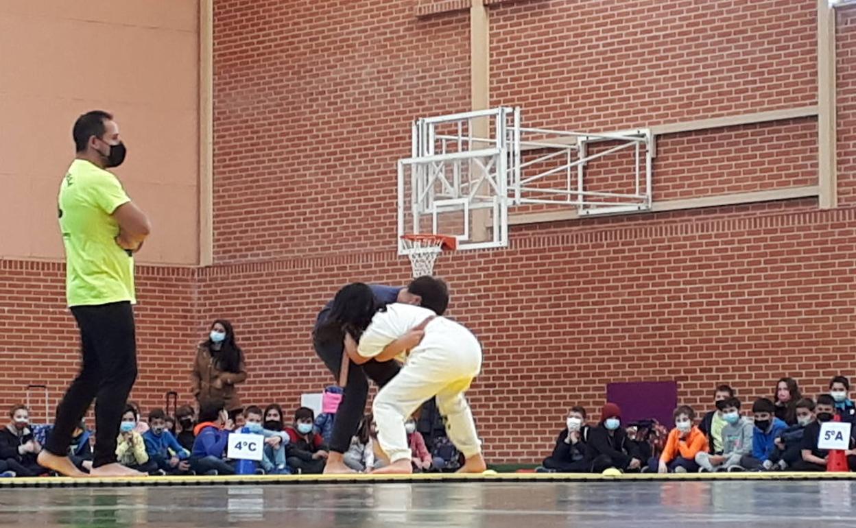 Exhiibición de lucha leonesa en Valencia de Don Juan.