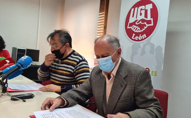 Faustino Temprano y Enrique Reguero, secretarios de UGT Castilla y León y de León, respectivamente.