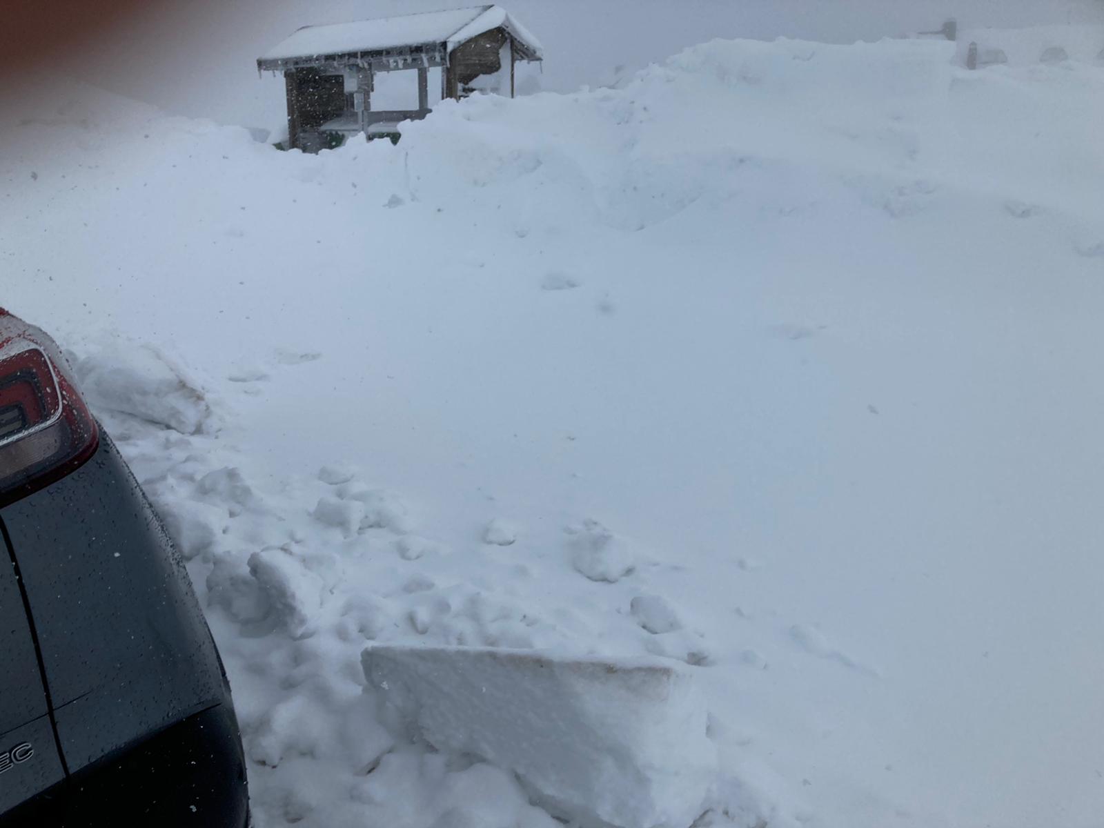 La comunicación de León con Asturias por la nacional deja una estampa invernal con un grueso manto de nieve. 