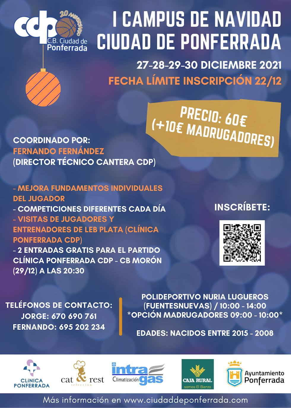 Imagen del cartel promocional del campus navideño del Ciudad de Ponferrada.