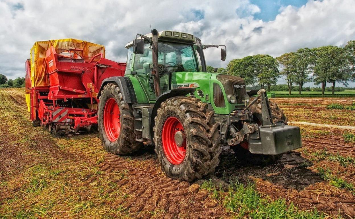 Imagen de un tractor en plena faena agrícola. El sector sigue siendo un importante nicho de empleo en León.