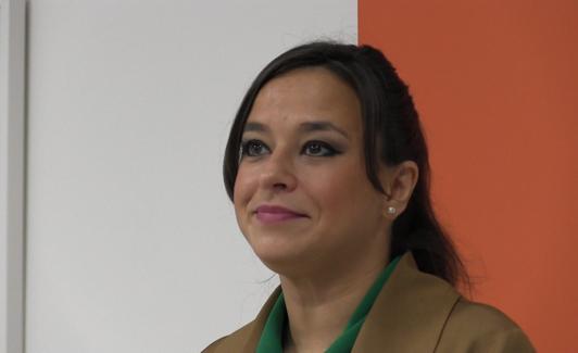 La coordinadora de Cs en Castilla y León, Gemma Villarroel, durante la rueda de prensa este jueves.