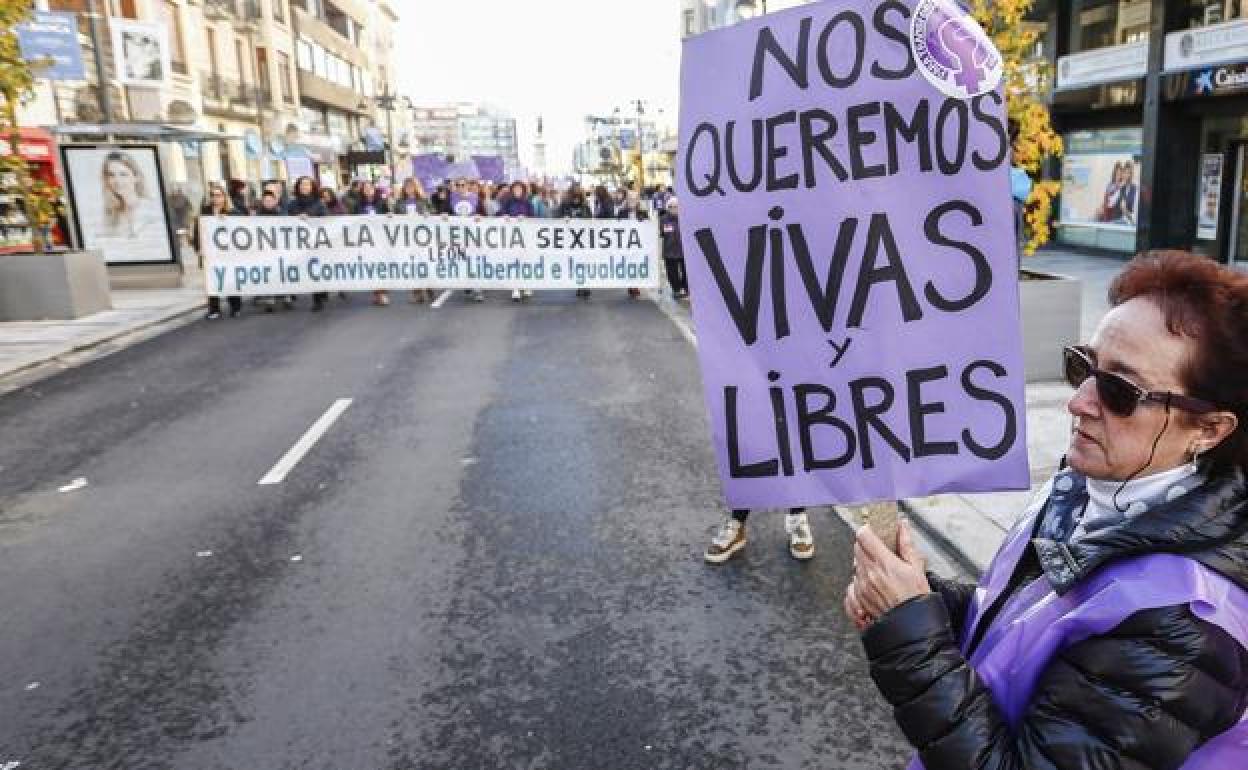 Imagen de una manifestación contra la violencia de género en León. 