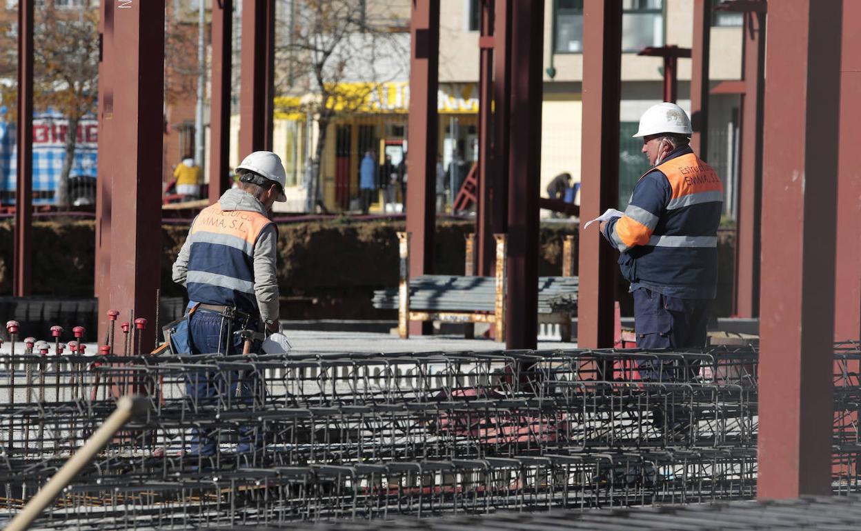 Obras de construcción del Conservatorio de Música de León.