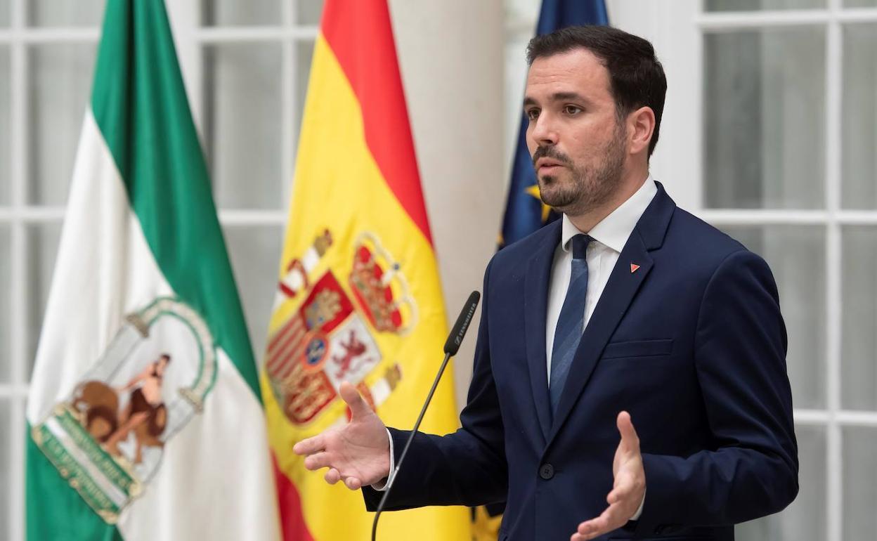 Alberto Garzón, ministro de Consumo, durante un acto público.