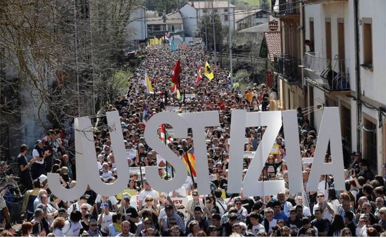 Manifestación por los condenados celebrada en Altsasu en 2019. 