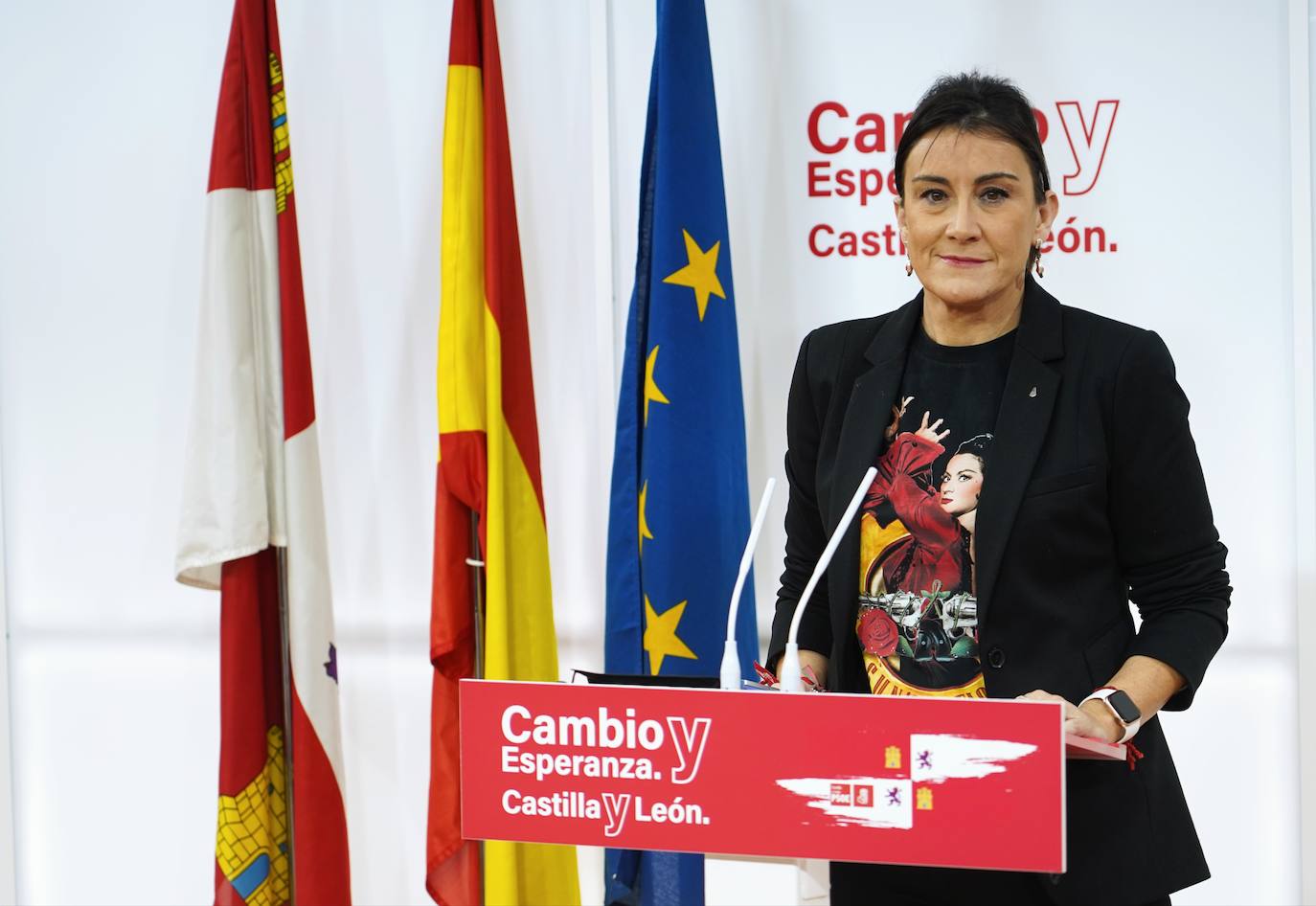 La secretaria de Organización del PSOECyL, Ana Sánchez, presenta la campaña electoral de los socialistas de Castilla y León a las elecciones autonómicas del 13 de febrero.