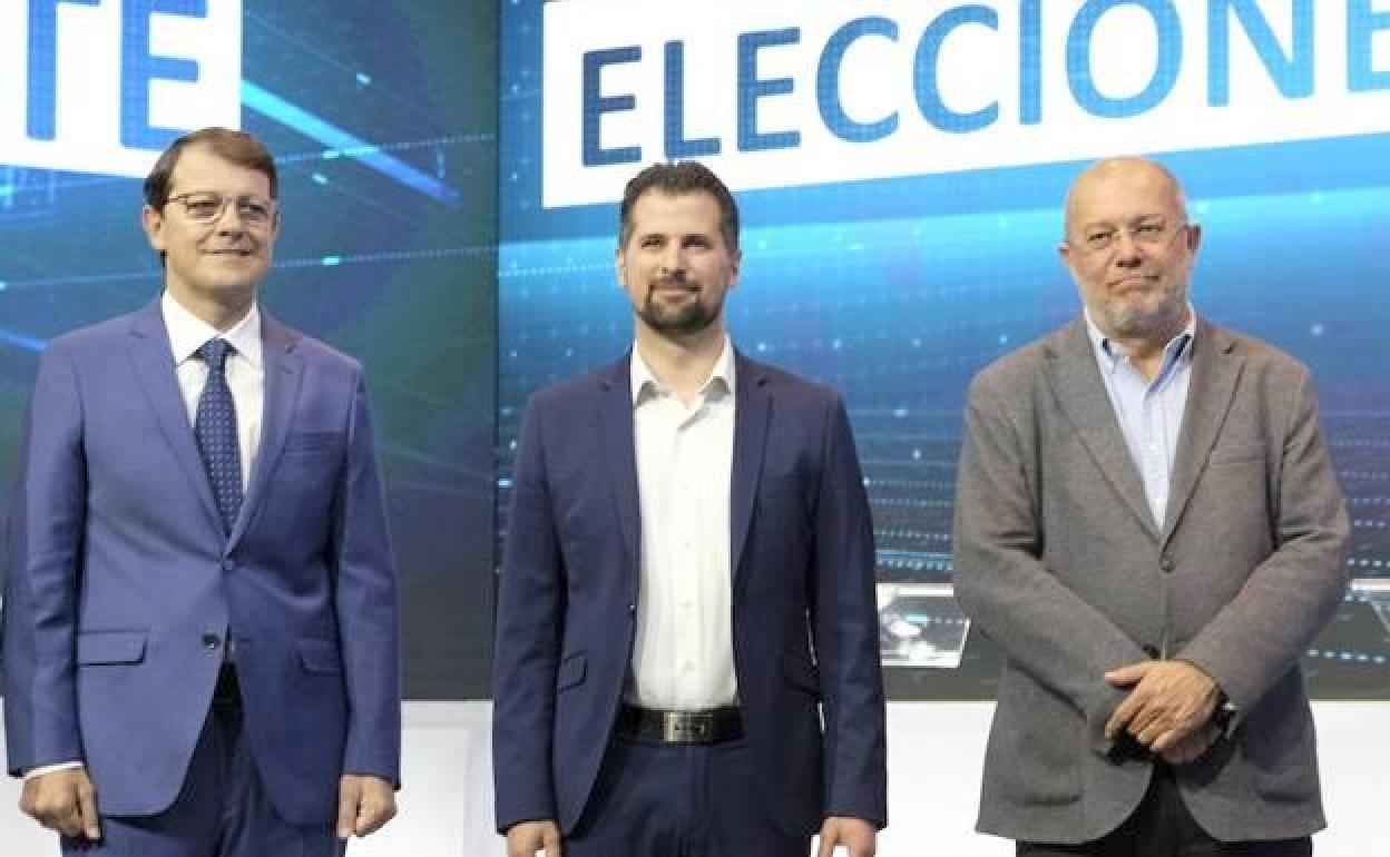 Mañueco, Tudanca e Igea durante un debate de las últimas elecciones autonómicas. 