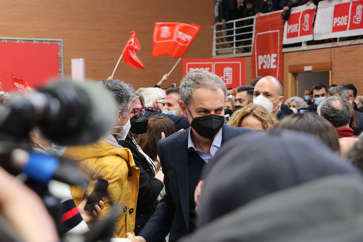 Acto electoral en León del candidato del PSOE a la Presidencia de la Junta, Luis Tudanca; el expresidente José Luis Rodríguez Zapatero y del presidente y secretario general del PSOE, Pedro Sánchez.