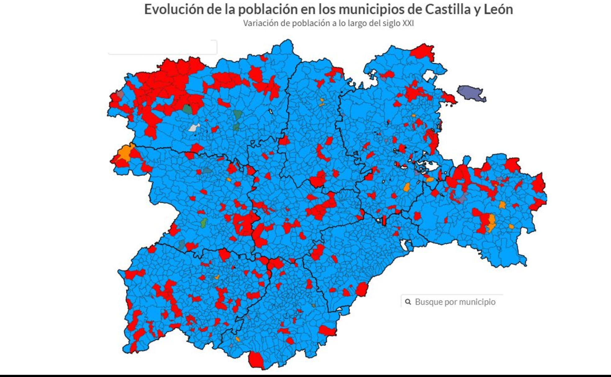 Reparto de voto municipio a municipio en la provincia de León. 