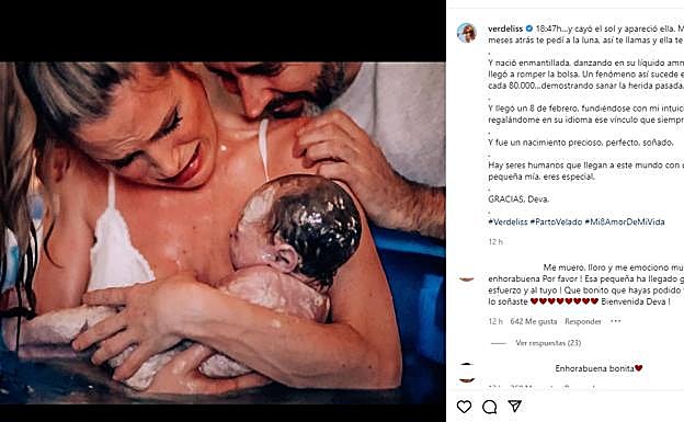 Imagen del nacimiento de Deva que Verdeliss ha colgado en su cuenta de Instagram. 