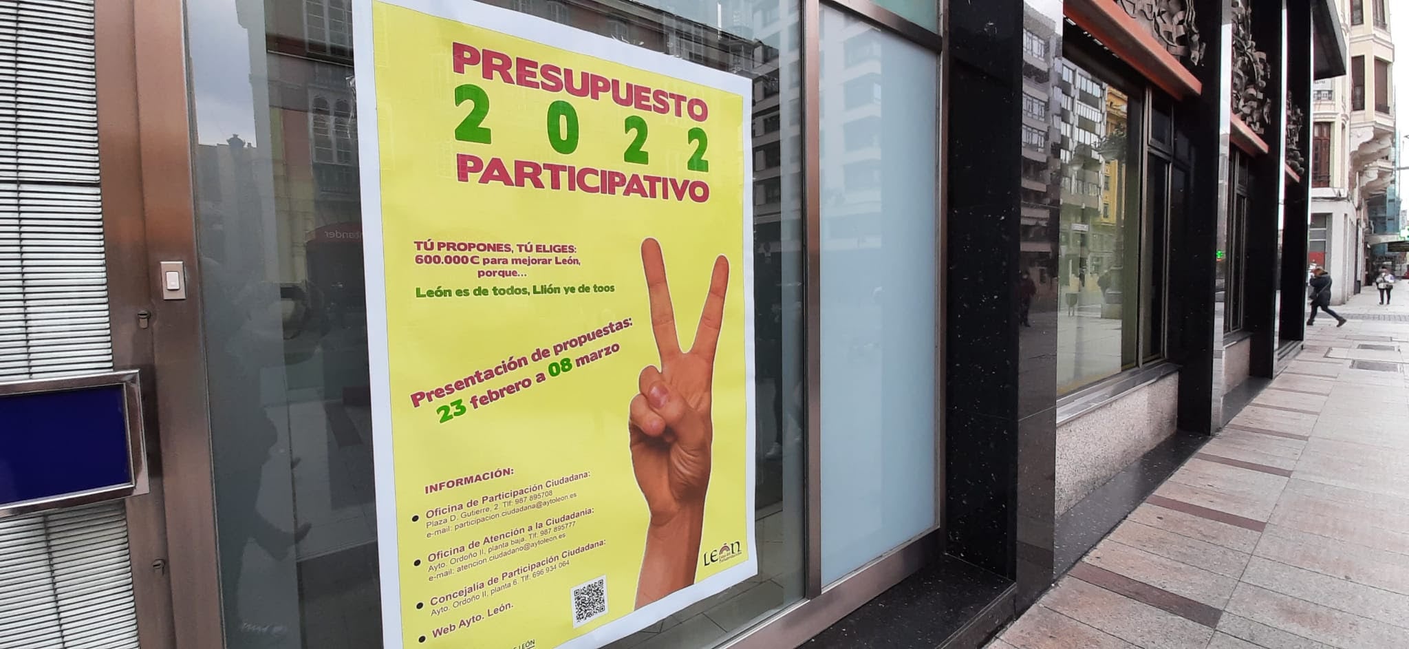 Cartel de los presupuestos participativos del 2022 del Ayuntamiento de León.