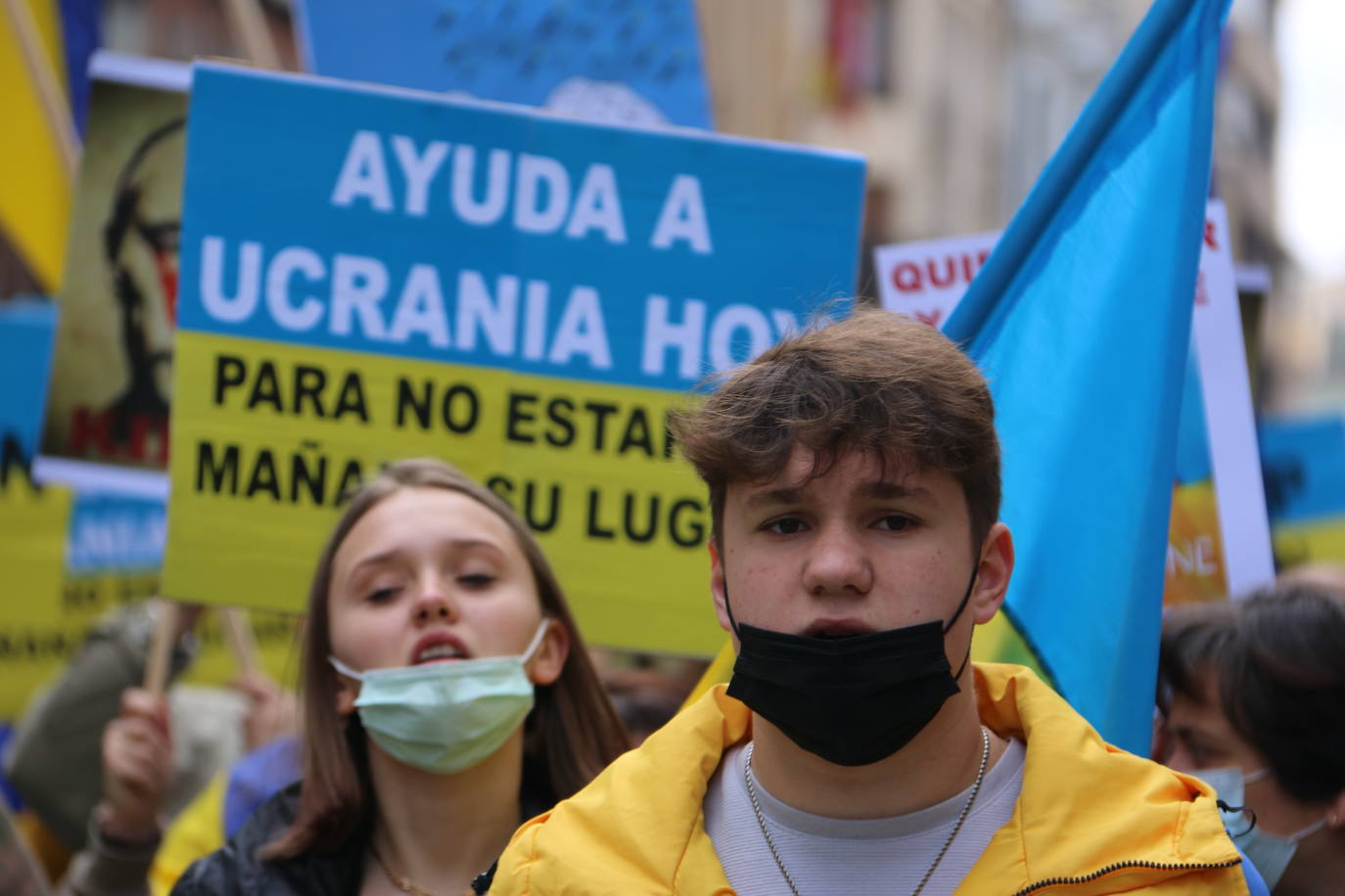 Miles de personas recorren la distancia entre Guzmán y Botines para apoyar al pueblo ucraniano en la guerra que están sufriendo a miles de kilómetros.