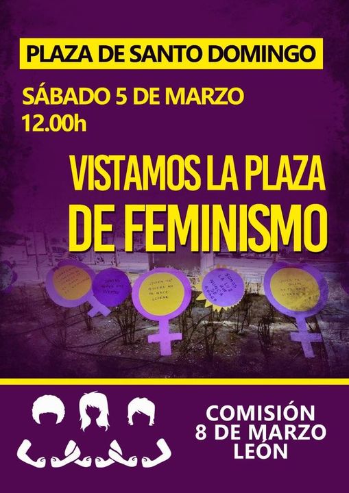La Comisión 8 de marzo de León durante la presentación de los actos que tendrán lugar este año en torno al 8M, Día Internacional de la Mujer