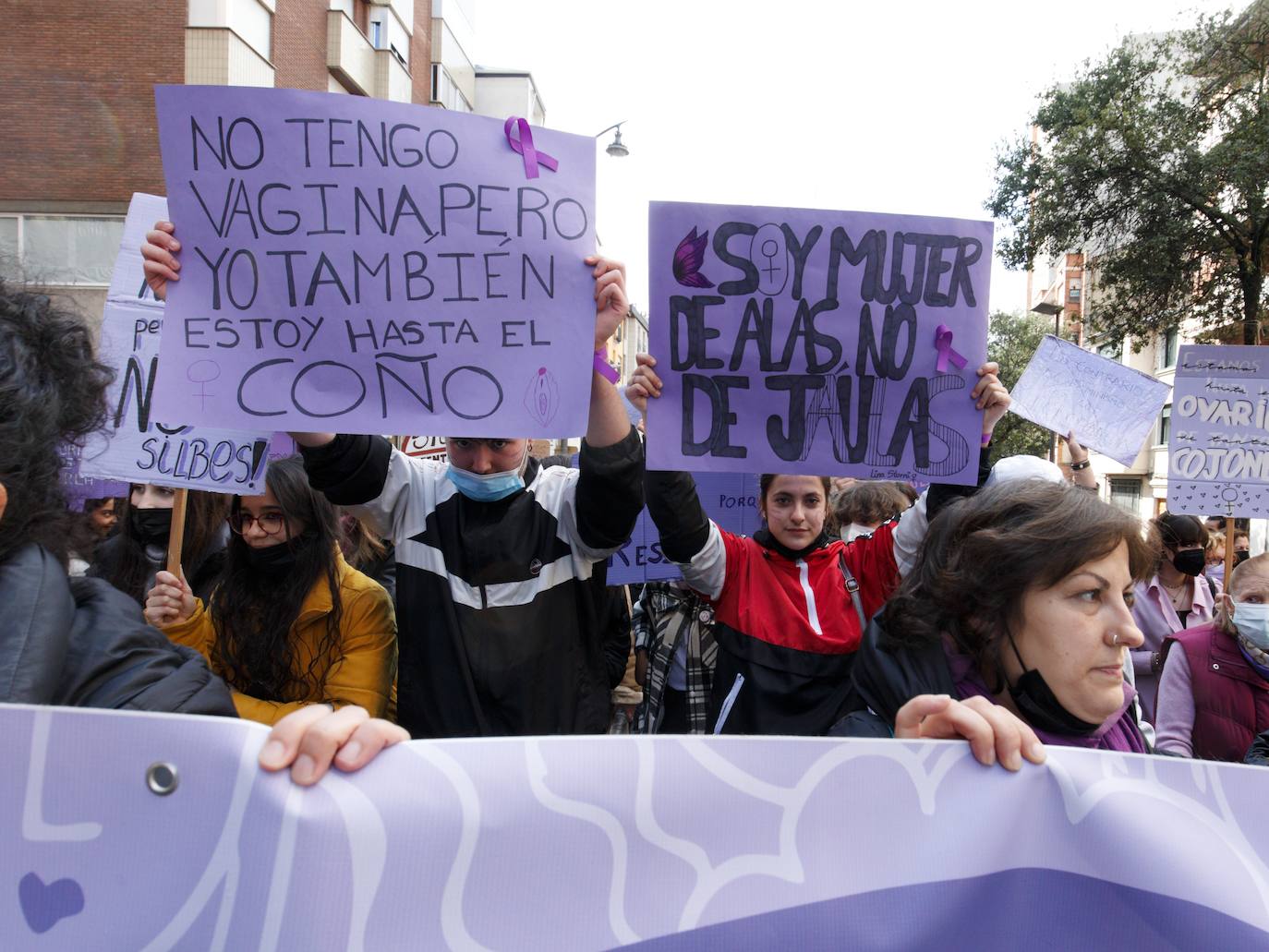 Manifestación de la Asociación de Mujeres Feministas Bercianas en Ponferrada. 