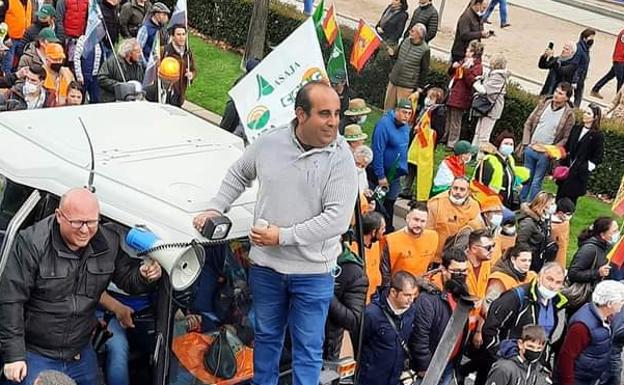 Roberto, en primer término en la manifestación de Madrid. 