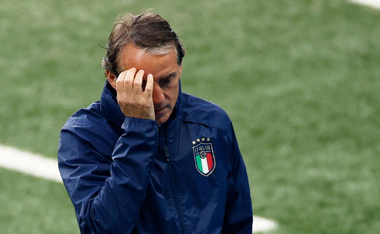 Roberto Mancini, seleccionador italiano, durante un partido de la 'Azzurra'.