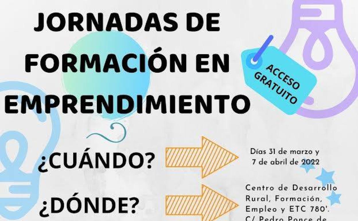 Cartel de presentación de las «Jornadas de formación en emprendimiento» celebradas en la localidad de Sahagún. 