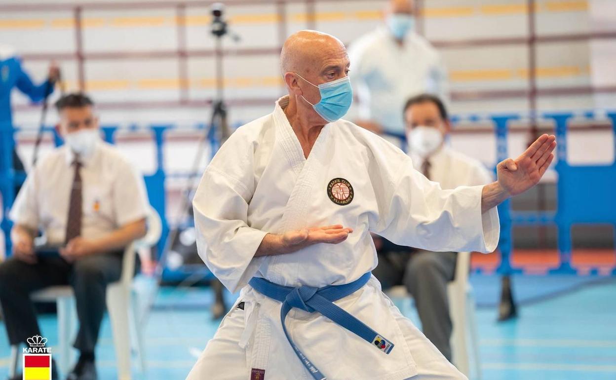 Karateka leonés en su participación en el Campeonato de España. 