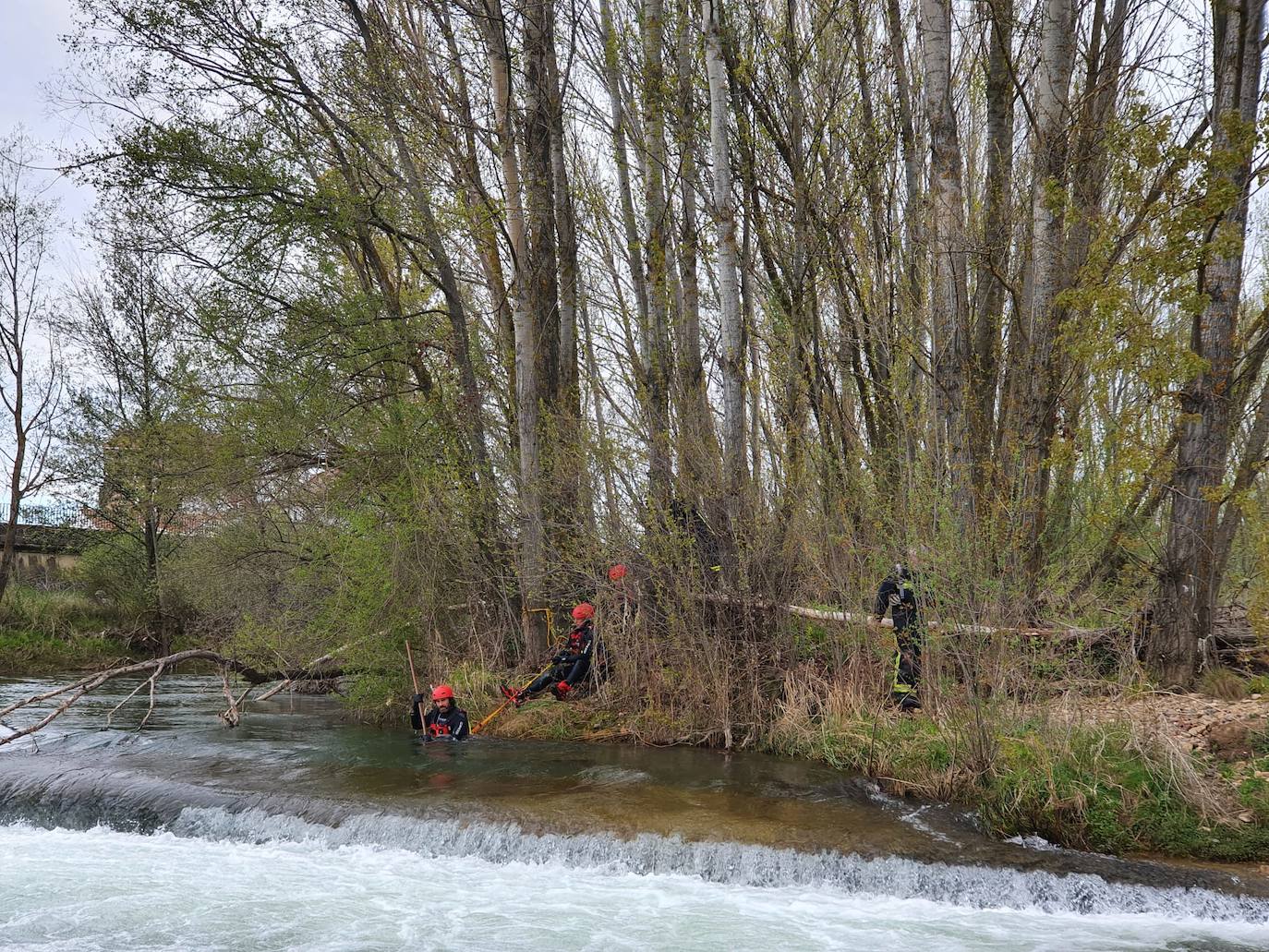 Activado un dispositivo de búsqueda tras denunciarse la desaparición de un hombre en el entorno del río Torío. Efectivos de Bomberos León se han desplazado al lugar con el fin de localizar al desaparecido tras localizar a su perro en las inmediaciones atado a un árbol.