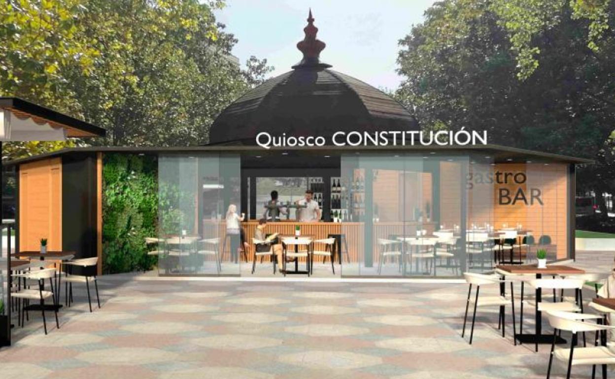 Reconstrucción de un quiosco-bar similar al que se pretende abrir en Ordoño II.