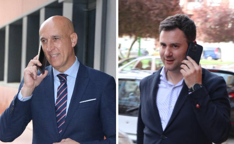 José Antonio Diez y Javier Alfonso Cendón a su llegada, en momentos diferentes, a la sede leonesa del PSOE. 