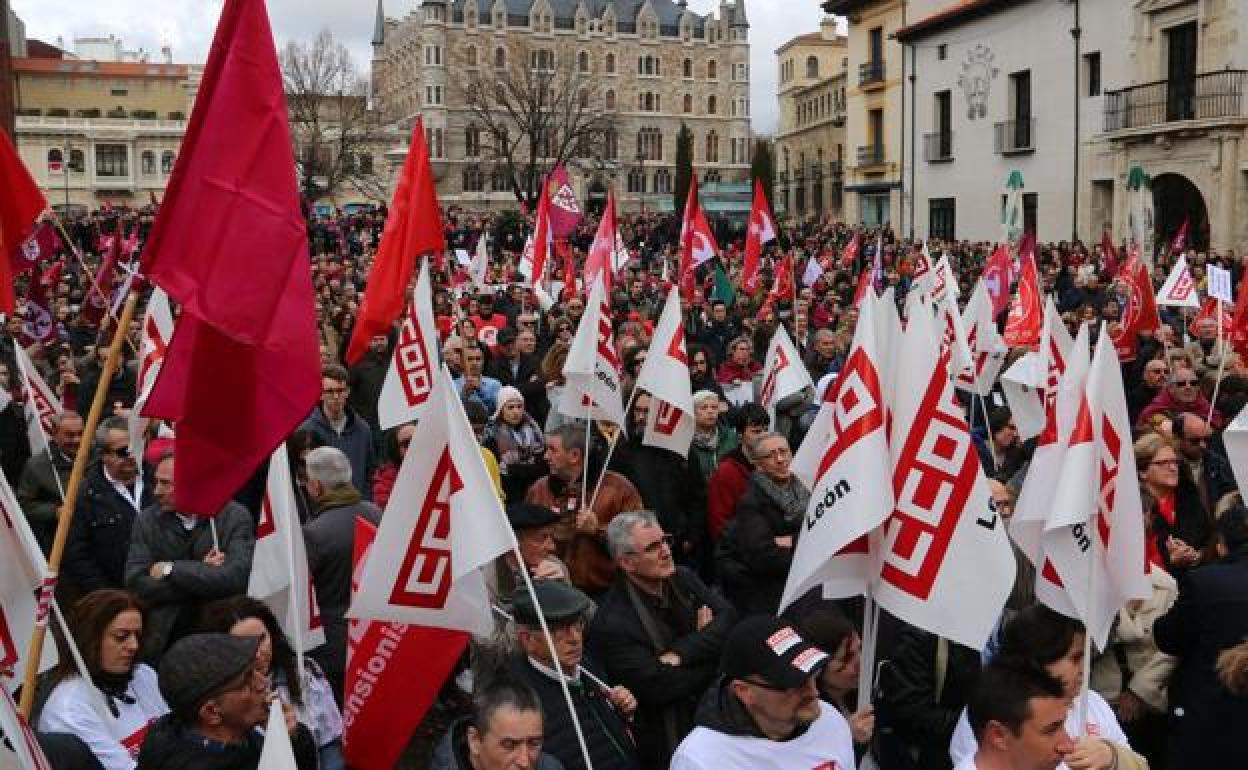 Última gran convocatoria de sindicatos en León.