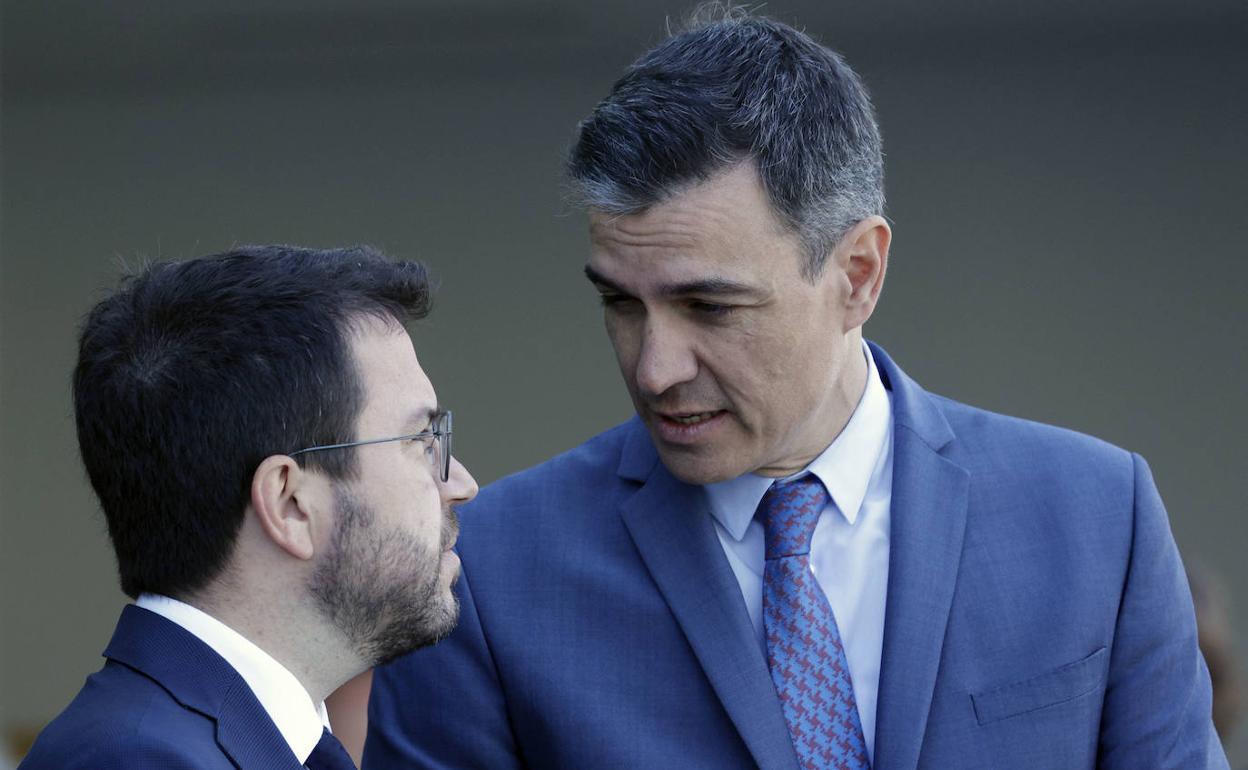 Pedro Sánchez y Pere Aragonès coincidieron el pasado viernes en Barcelona durante un acto.