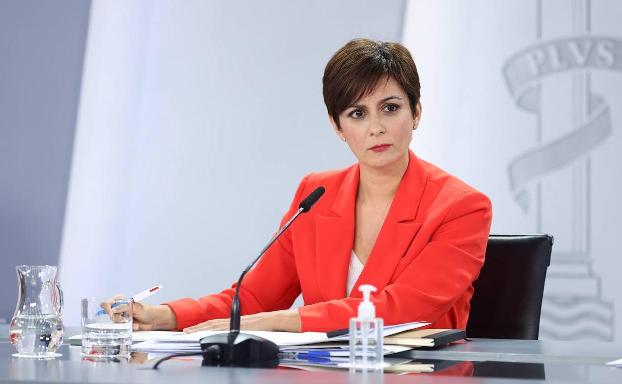 Isabel Rodríguez, ministra Portavoz, en la rueda de prensa tras el Consejo de Ministros.