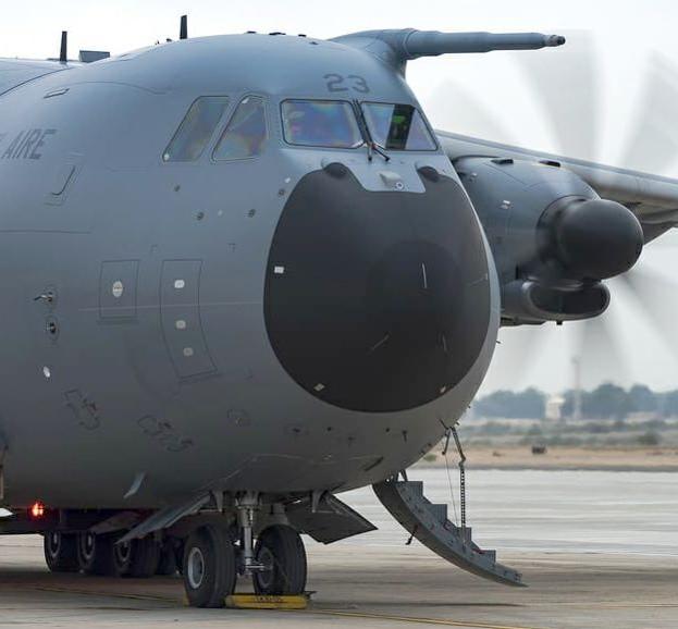 Imagen del imponente A400M, el avión de transporte de referencia en el ejército español. 