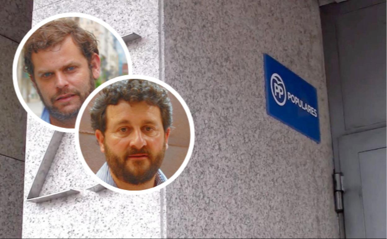 Manuel García, junto a Javier Sántiago Vélez con la sede del PP como fondo. Las afiliaciones irregulares, en base a los audios de leonoticias, fueron un proceso abiertamente alterado. 