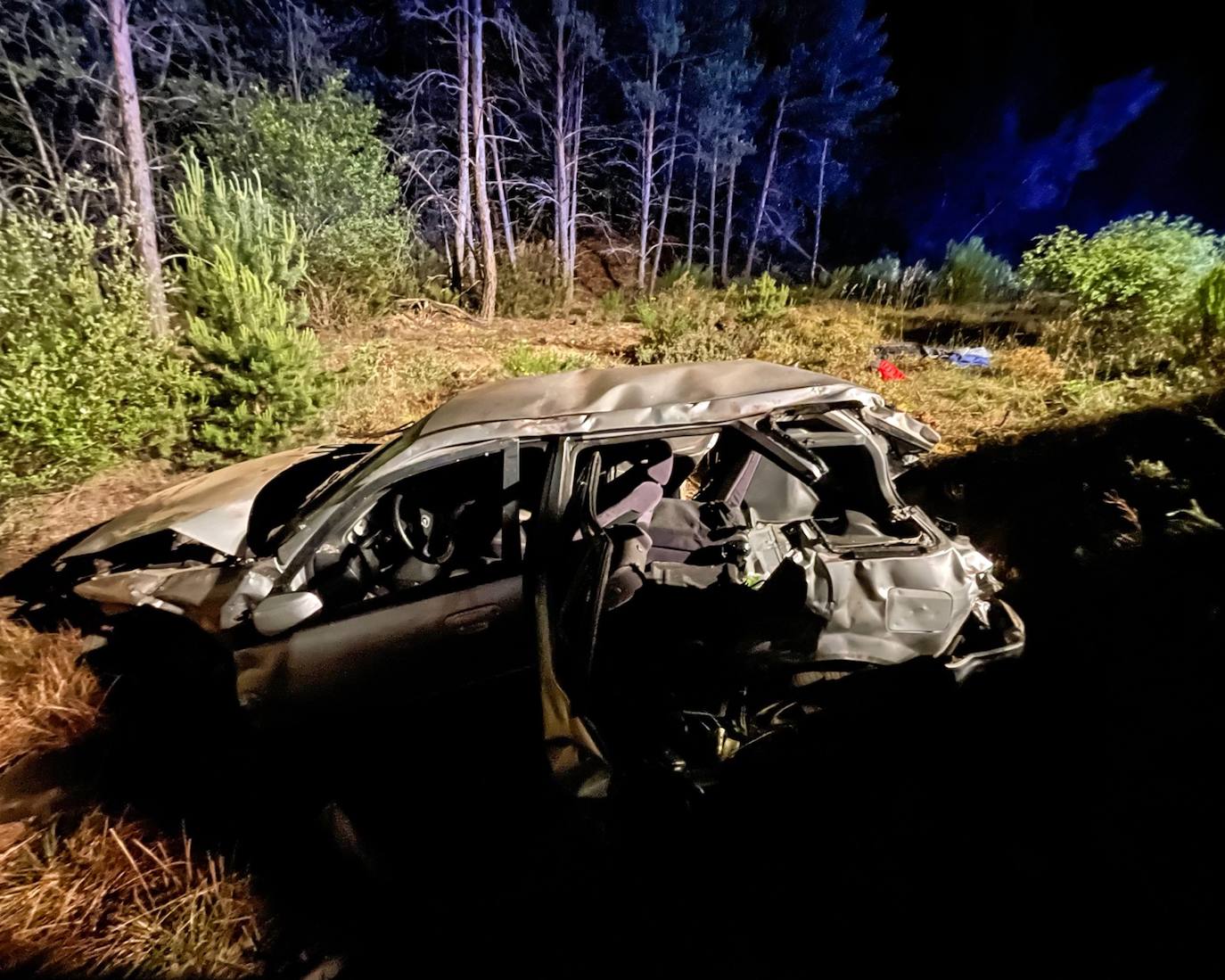 Imágenes del accidente en Rioseco de Tapia donde fue necesaria la intervención de Bomberos. 