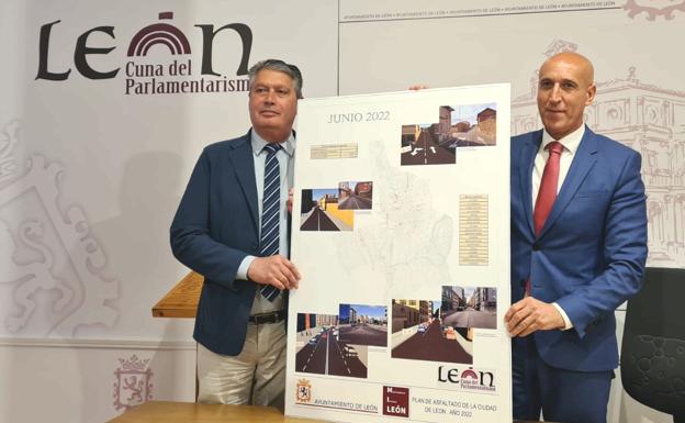 El concejal García Copete y el alcalde Diez presentan el nuevo Plan de Asfaltado 2022.