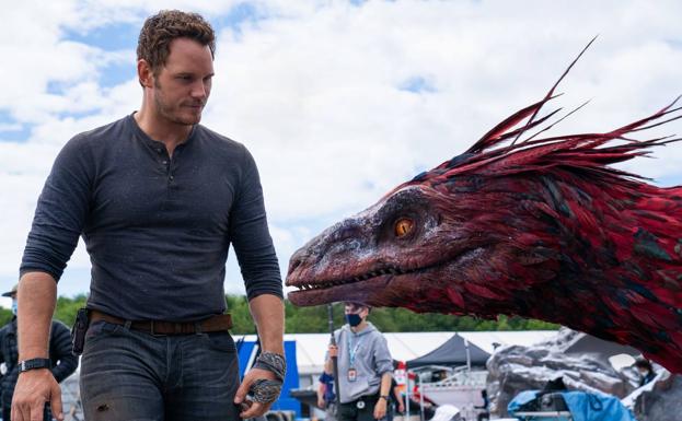 Chris Pratt en el rodaje de 'Jurassic World: Dominion'.