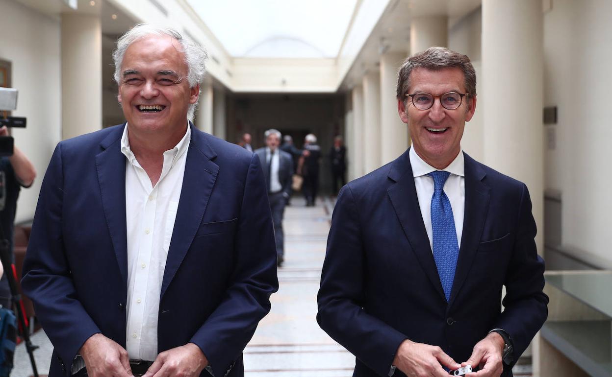 Esteban González Pons y Alberto Núñez Feijóo, en el Senado.