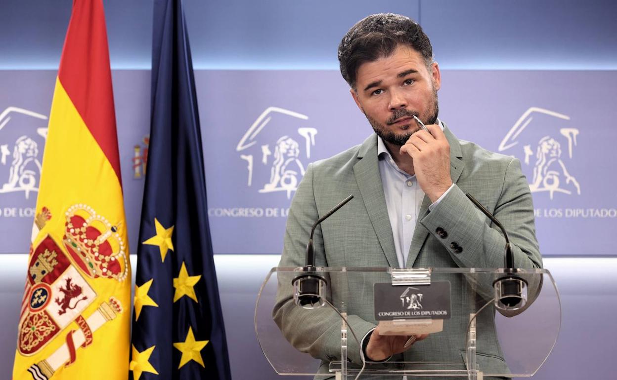 Gabriel Rufián, durante una comparecencia en el Congreso de los Diputados.