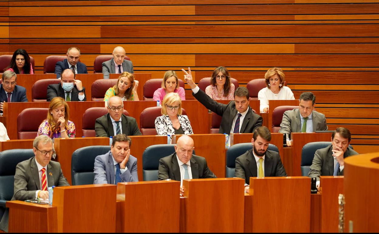 Parte del hemiciclo de las Cortes de Castilla y León, donde se ha votado a favor de pedir que León sea sede de la Agencia Espacial Española.