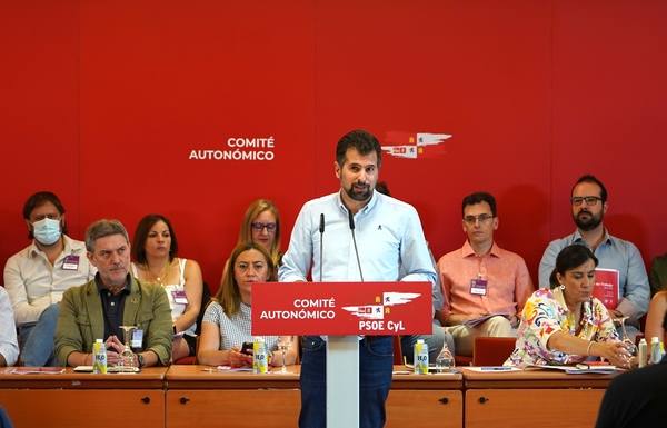 El secretario general del PSOE de Castilla y León, Luis Tudanca en Valladolid. 