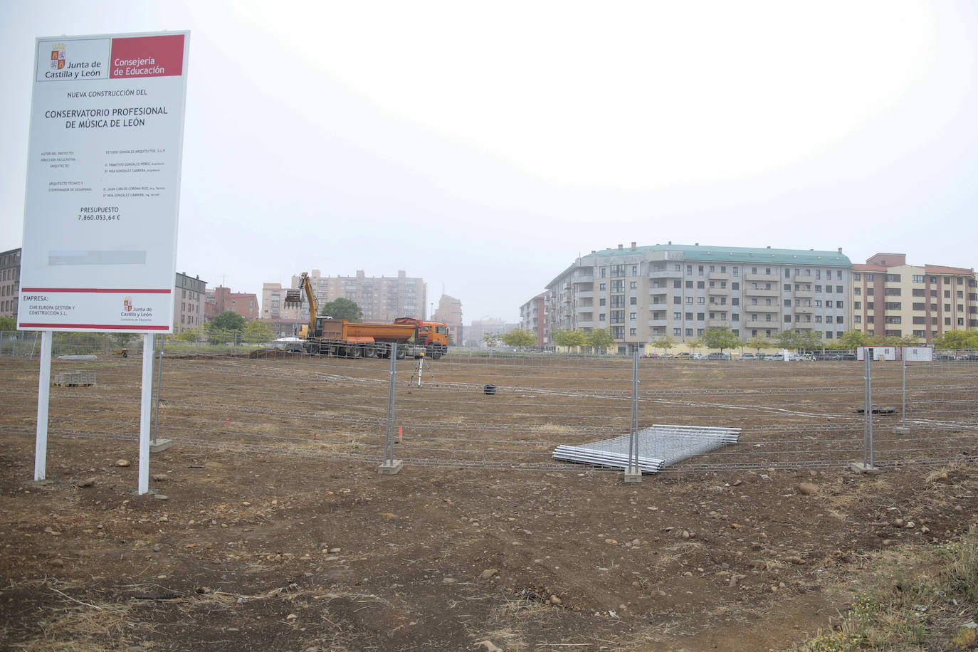 Obras para la construcción del Nuevo Conservatorio Profesional de Música de León, en una parcela de La Palomera.