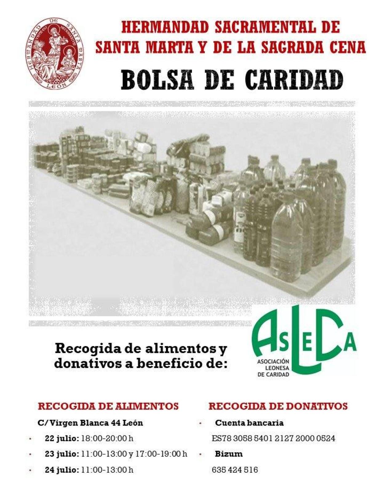 Cartel de la recogida de alimentos de la Hermandad de Santa Marta.