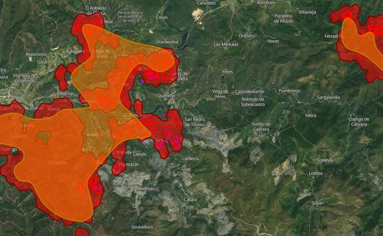 El incendio de los Montes de Valdueza lleva ya más de 930 hectáreas calcinadas. 