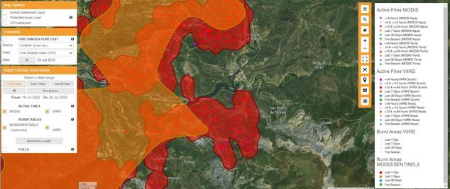 Evolución de los incendios de Puente de Domingo Flórez y Montes de Valdueza.