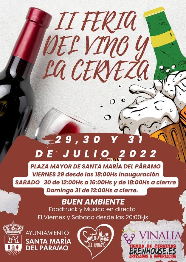 Cartel promocional de la II Feria del Vino y la Cerveza de Santa María del Páramo