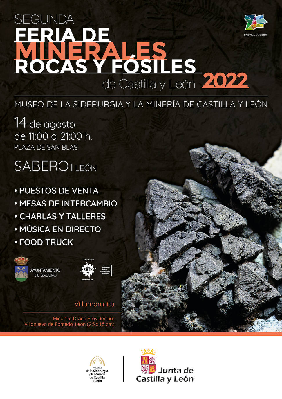 Cartel de la segunda Feria de minerales, rocas y fósiles. 